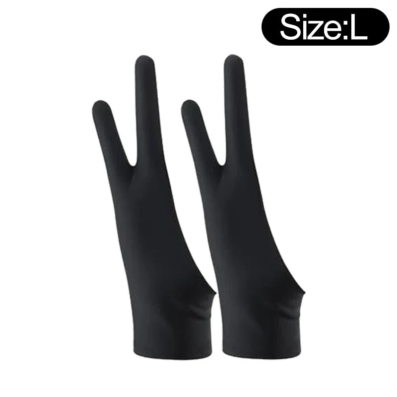 Two-Finger Artist Drawing Glove for Tablet & iPad – Touchscreen Anti-Fouling Ambidextrous Glove, Black