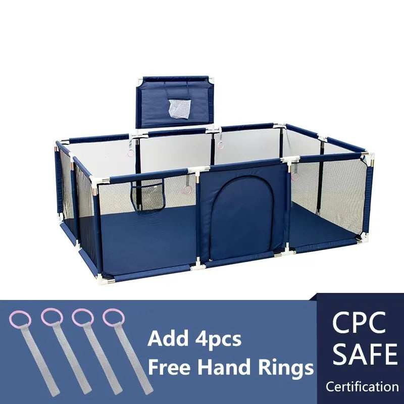 Baby Playpen Indoor Playard with Pull Rings – Ball Pit Compatible Activity Fence & Child Safety Barrier