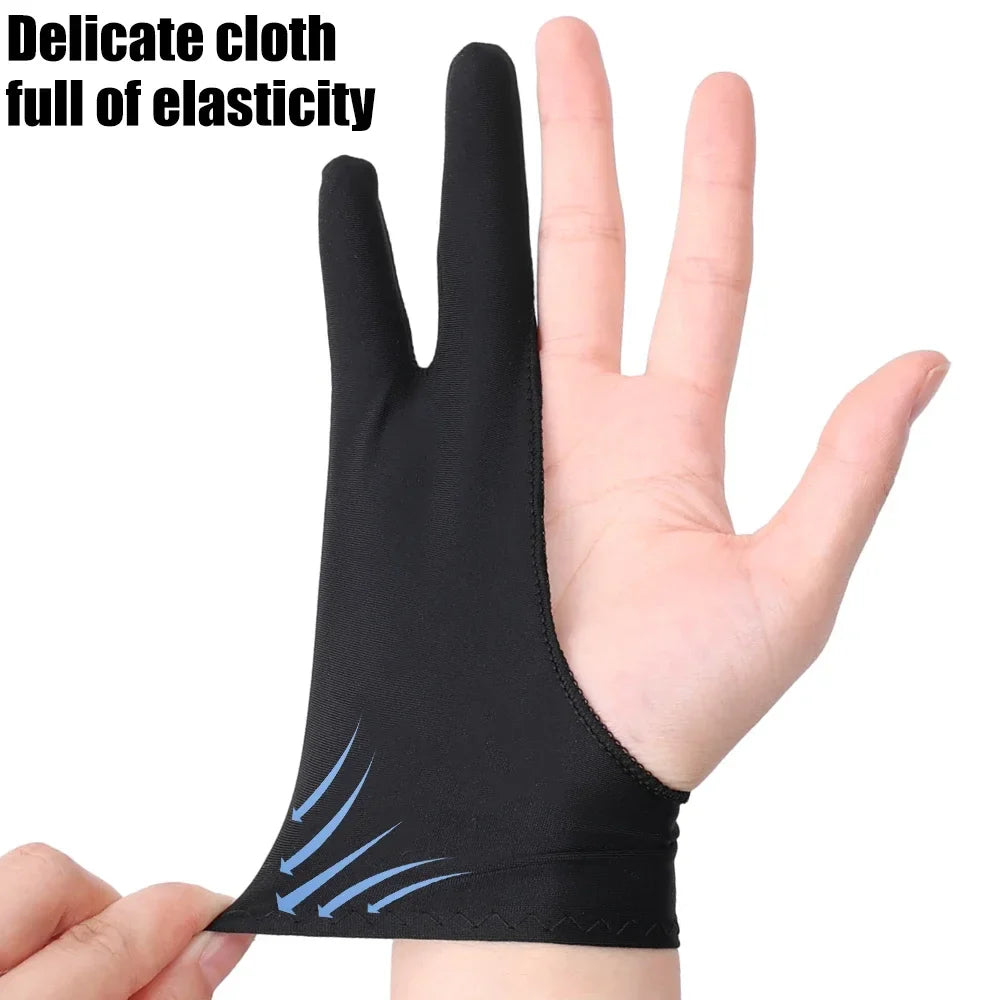 Two-Finger Artist Drawing Glove for Tablet & iPad – Touchscreen Anti-Fouling Ambidextrous Glove, Black
