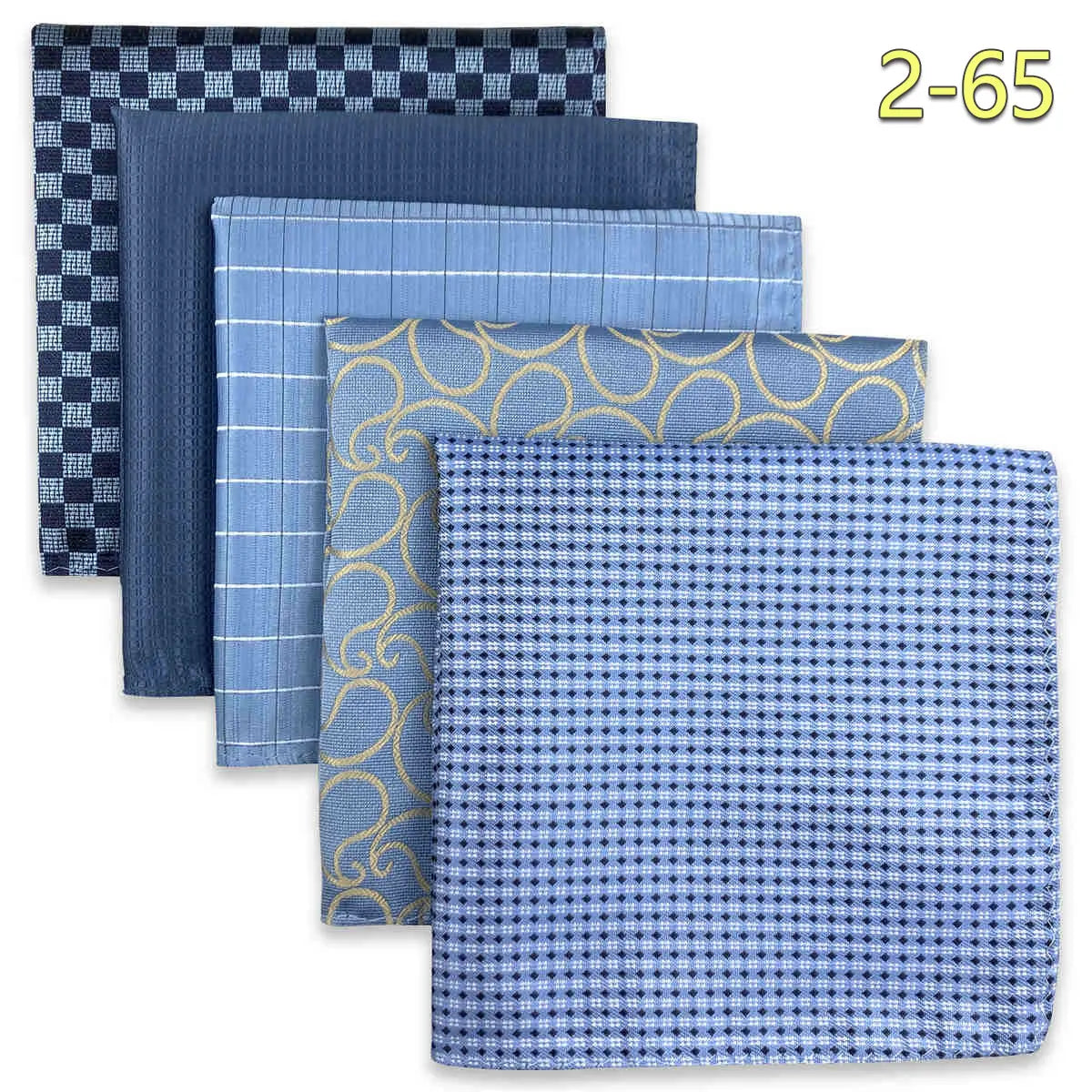 5-Pack Men's Microfiber Pocket Squares 12.6 in (32 cm) - Jacquard Woven Wedding & Formal Handkerchiefs, Assorted Patterns