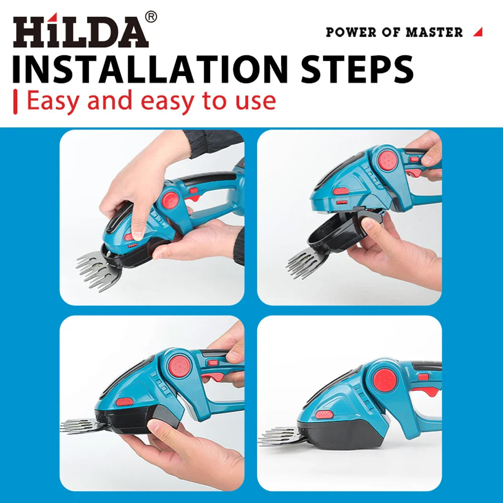 2-in-1 Cordless Electric Hedge Trimmer & Grass Shear — Handheld Pruner Compatible with 18V Batteries