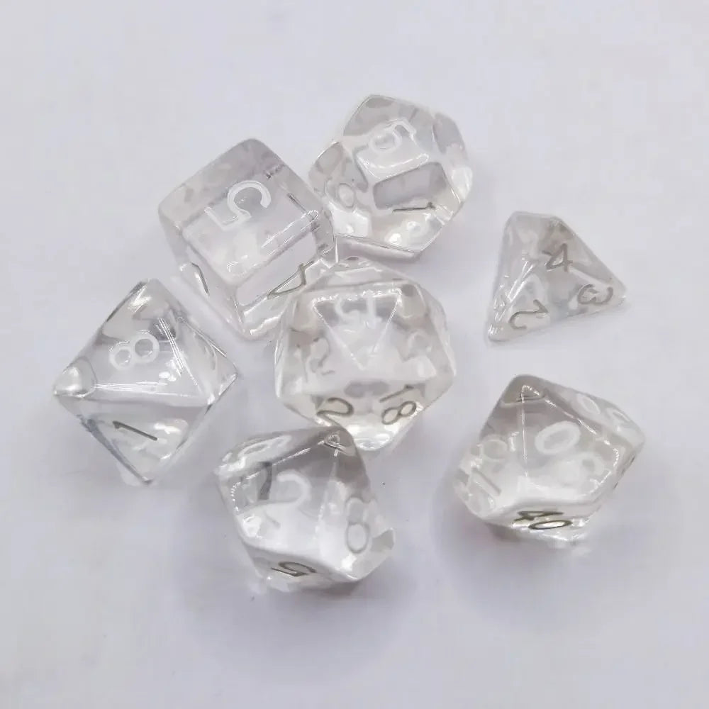 7-Piece Acrylic Polyhedral Dice Set for DnD & Tabletop RPG — d4 d6 d8 d10 d10 d12 d20