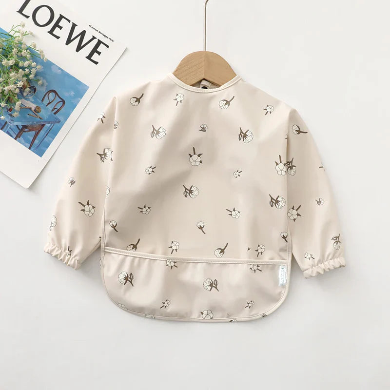 Waterproof Long Sleeve Baby Feeding Bib with Pocket — Toddler Art Smock & Burp Cloth, Unisex (1-3 Years)