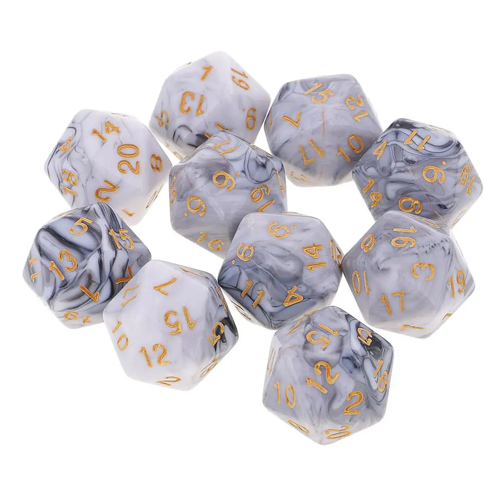 10-Pack Double-Color D20 Polyhedral Dice Set 20-Sided RPG Tabletop Gaming Dice 16 mm (0.63 in)