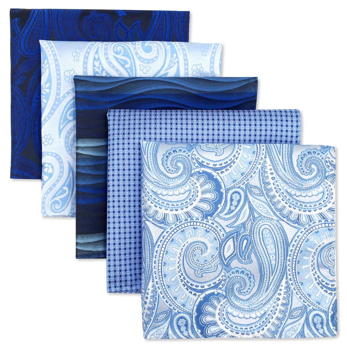 5-Pack Men's Microfiber Pocket Squares 12.6 in (32 cm) - Jacquard Woven Wedding & Formal Handkerchiefs, Assorted Patterns