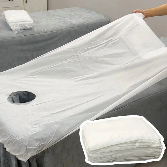 10-Pack Disposable Open-Face Spa Bed Sheets — Breathable Non-Woven Elastic Massage Table Covers for Salon & Spa