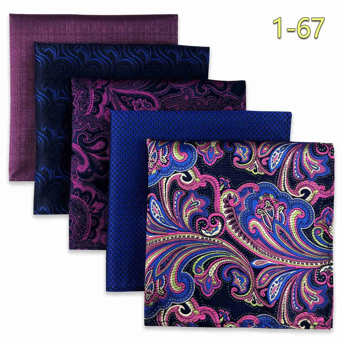 5-Pack Men's Microfiber Pocket Squares 12.6 in (32 cm) - Jacquard Woven Wedding & Formal Handkerchiefs, Assorted Patterns