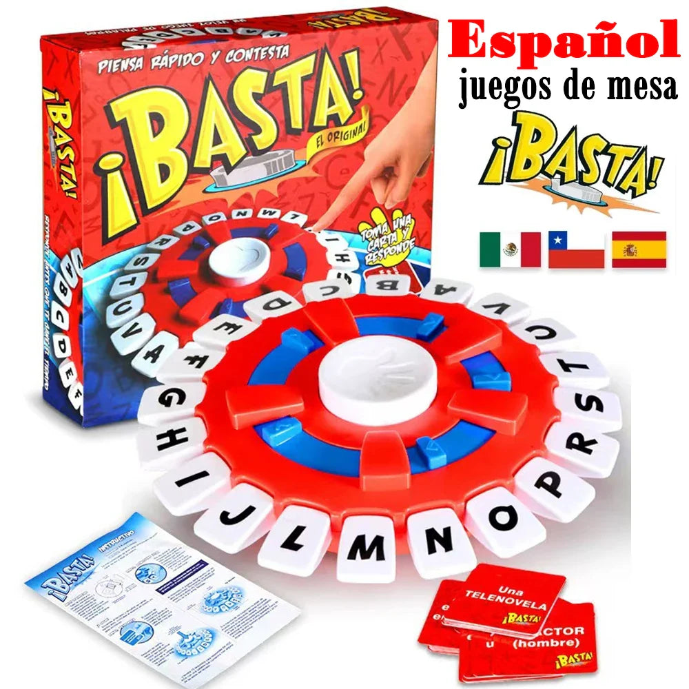 Basta Spanish Word Game – Fast-Paced Family & Party Board Game for Adults & Kids, Letters Learning Juego de Mesa