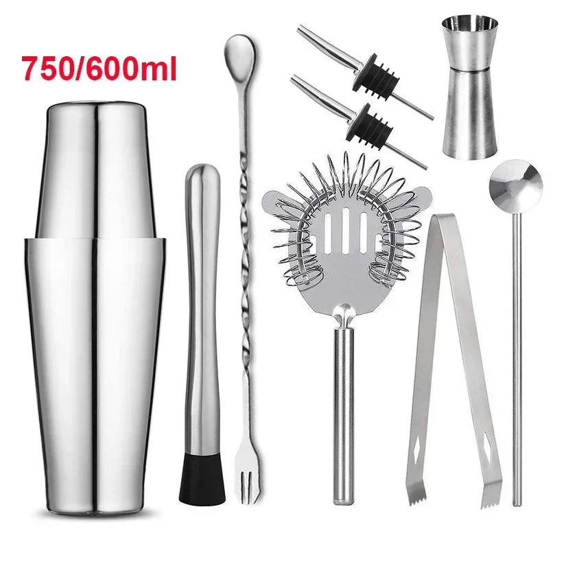 Stainless Steel Boston Cocktail Shaker Set – 550 ml (18.6 oz) & 750 ml (25.4 oz) Martini Mixer for Bartenders and Home Bar