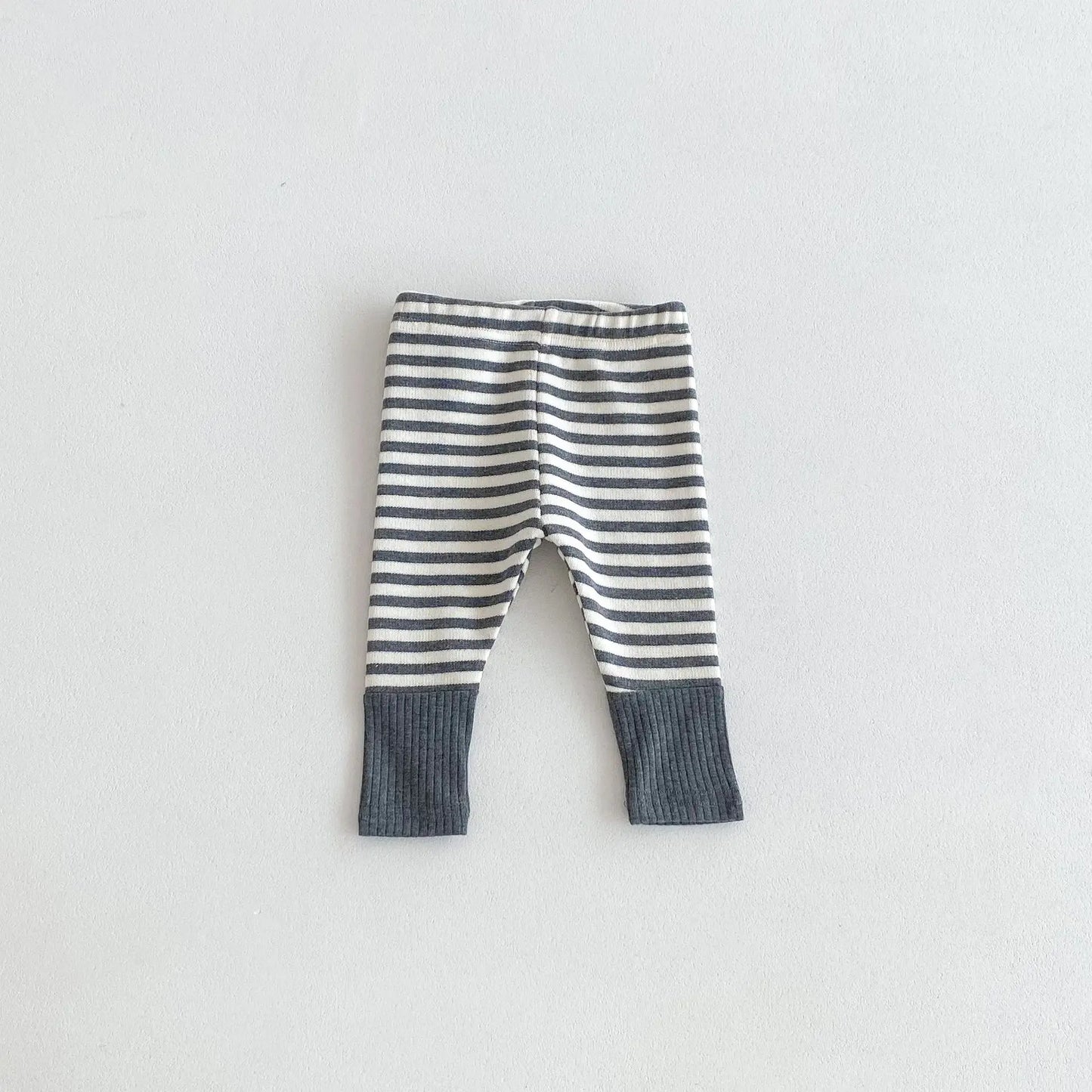 Cotton Patchwork Baby Leggings – Candy Color Striped Pants for Infants 12–36 Months, Unisex Elastic Waist