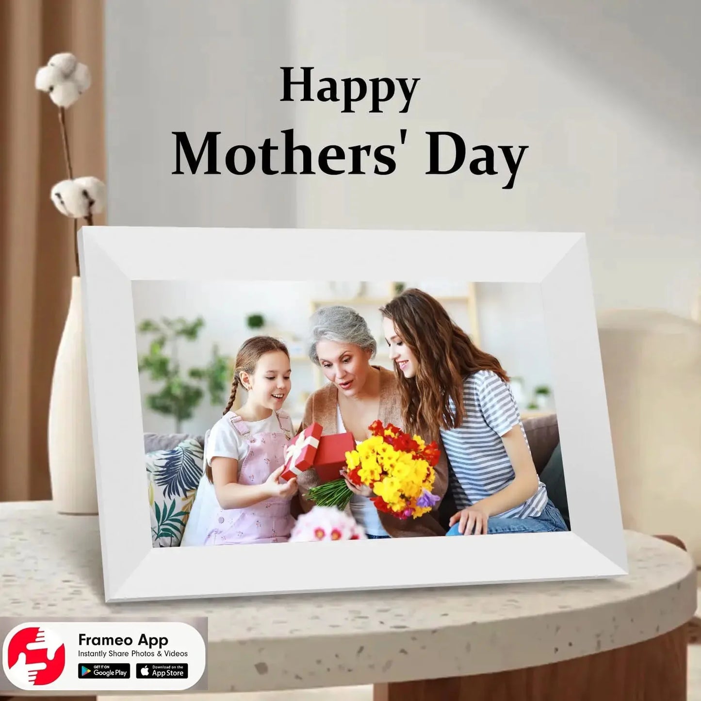 10.1 Inch (25.7 cm) 64GB WiFi Digital Photo Frame 1280x800 IPS HD Touchscreen Wall Mountable