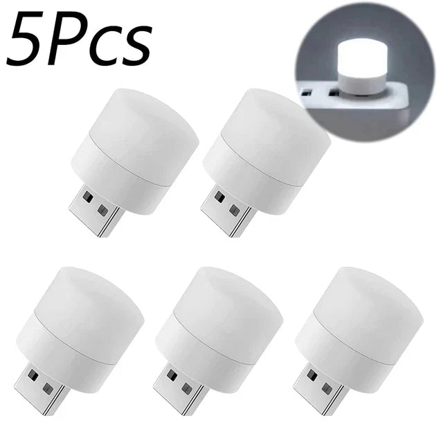 Mini USB Plug-In Night Light LED Warm/White Eye-Friendly Reading Light (1/3/5/10 Pack)