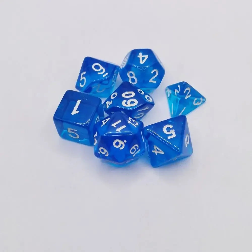 7-Piece Acrylic Polyhedral Dice Set for DnD & Tabletop RPG — d4 d6 d8 d10 d10 d12 d20
