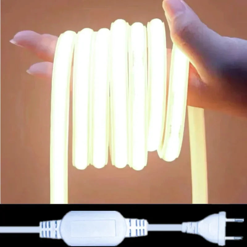 220V COB LED Strip Light 288 LEDs/m IP65 Waterproof 8.64W/m 1M (3.28ft) Warm/Neutral/Cool White