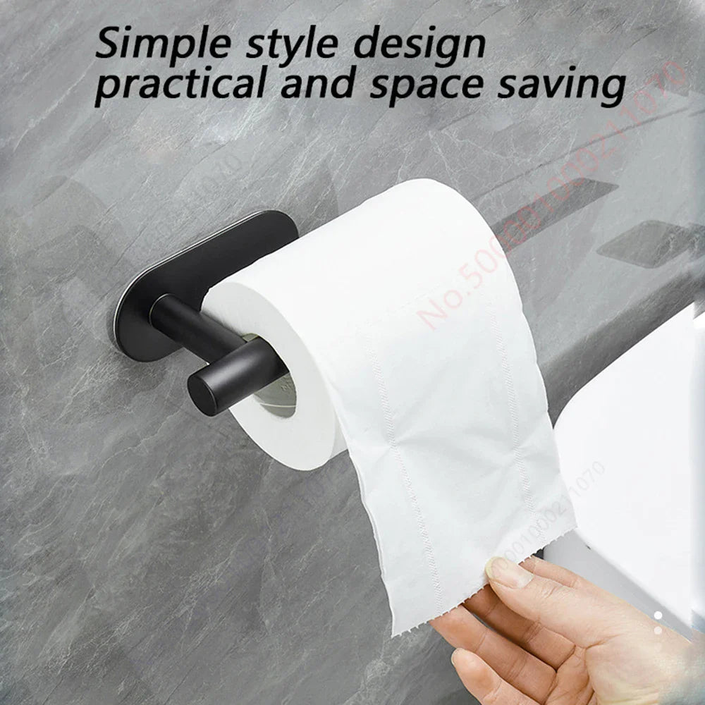 2-Pack No-Drill 304 Stainless Steel Toilet Paper Holder Adhesive Wall-Mount Paper Towel Rack for Bathroom & Kitchen