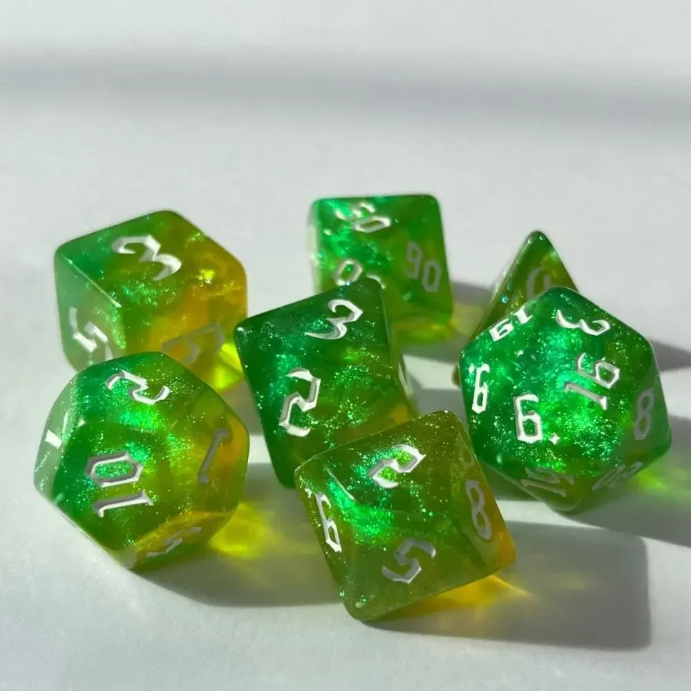 7-Piece Acrylic Polyhedral Dice Set for DnD & Tabletop RPG — d4 d6 d8 d10 d10 d12 d20