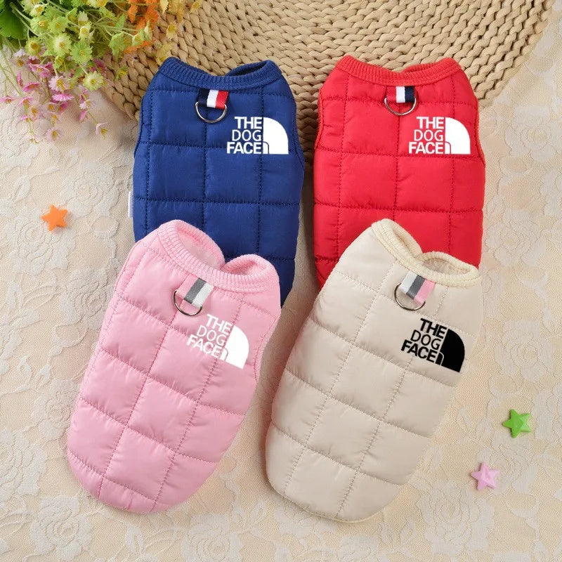 Winter Warm Dog Coat - Trendy Pet Jacket with 3D Face Logo for Chihuahua & French Bulldog