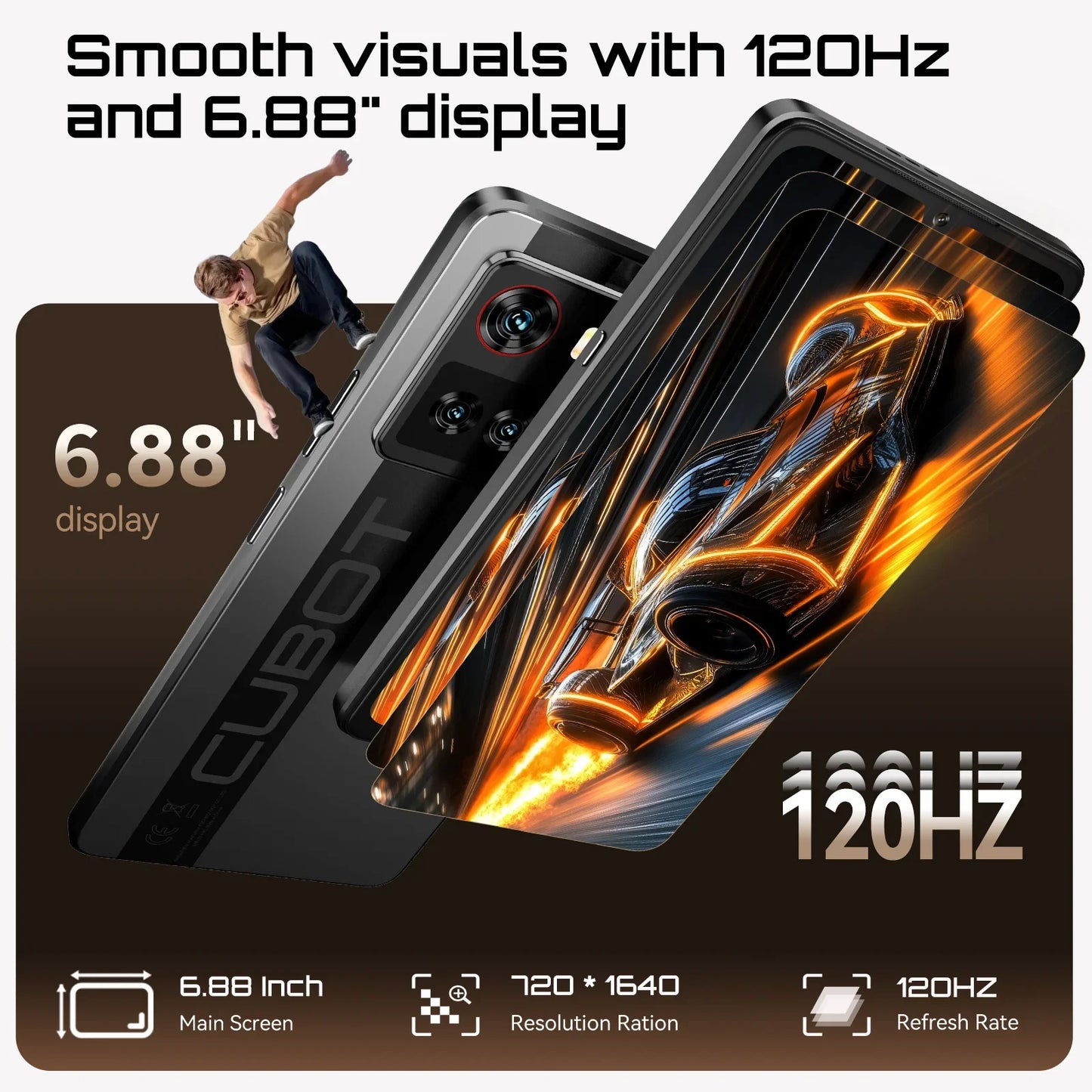 5G Smartphone Android 15 – Dimensity 7025 Octa-Core, 6.88-inch 120Hz IPS, 16GB (8+8) RAM & 256GB, 64MP Triple Camera, 5100mAh 33W Fast Charge