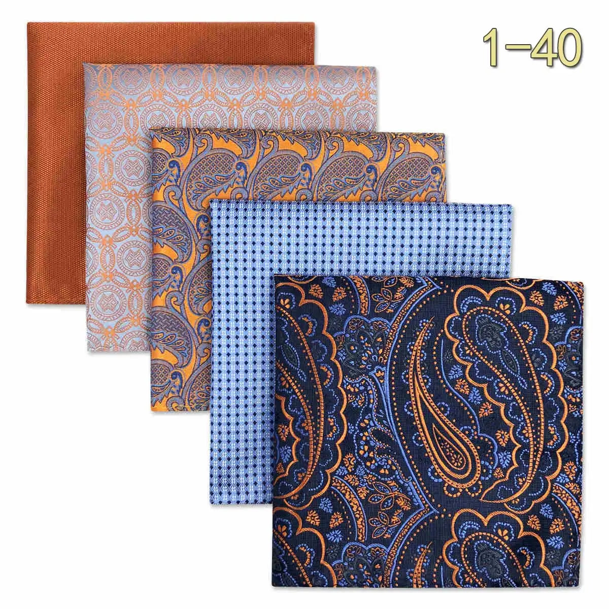 5-Pack Men's Microfiber Pocket Squares 12.6 in (32 cm) - Jacquard Woven Wedding & Formal Handkerchiefs, Assorted Patterns