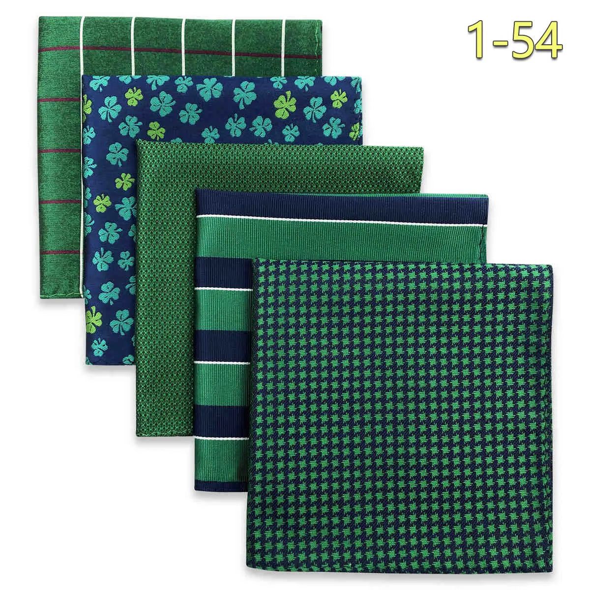 5-Pack Men's Microfiber Pocket Squares 12.6 in (32 cm) - Jacquard Woven Wedding & Formal Handkerchiefs, Assorted Patterns
