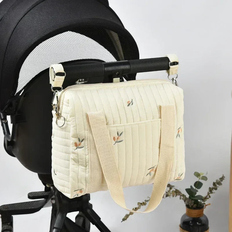 Embroidered Bear Baby Diaper Bag – Portable Maternity Shoulder Bag & Stroller Organizer