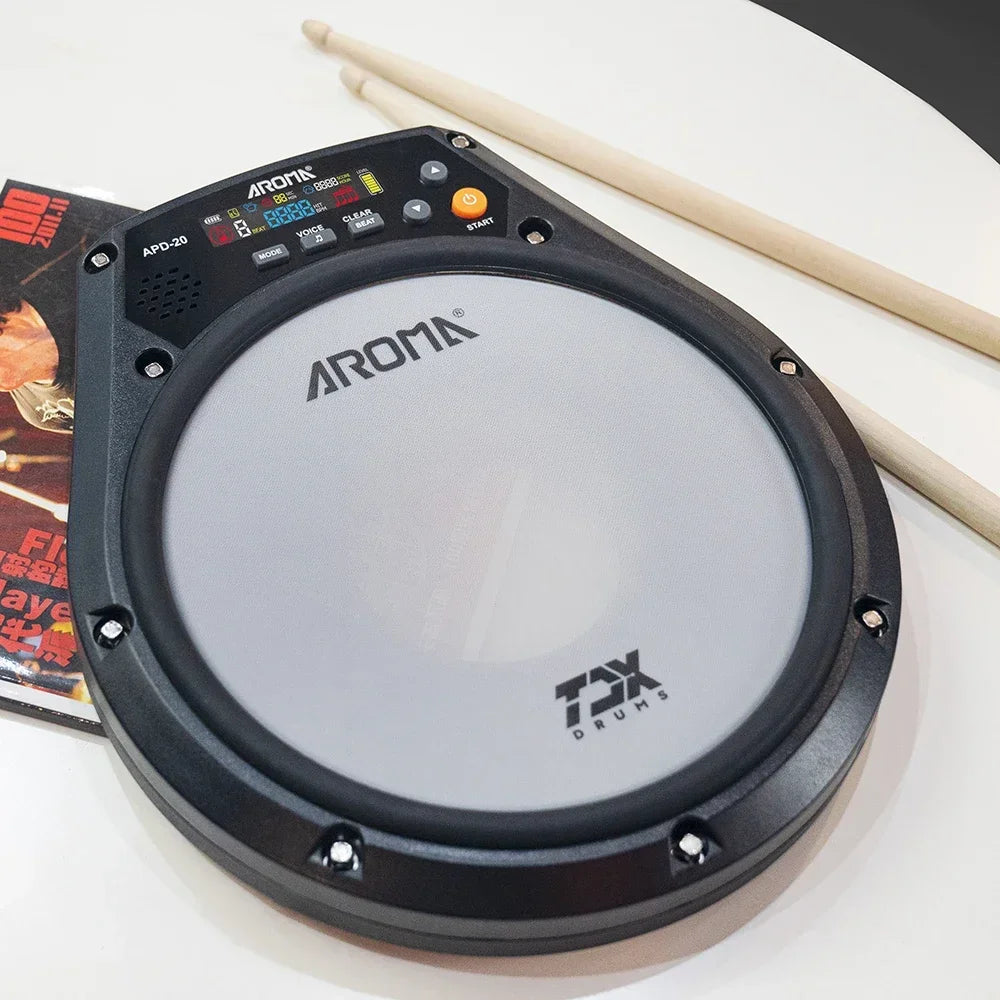 Rechargeable Electronic Practice Drum Pad 8-Inch Mesh Surface with Metronome, Built-in Speaker & USB-C