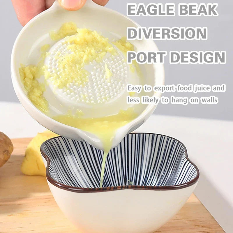 Portable Porcelain Ginger Grater - Ceramic Rasp for Ginger, Garlic, Wasabi, Vegetables & Cheese