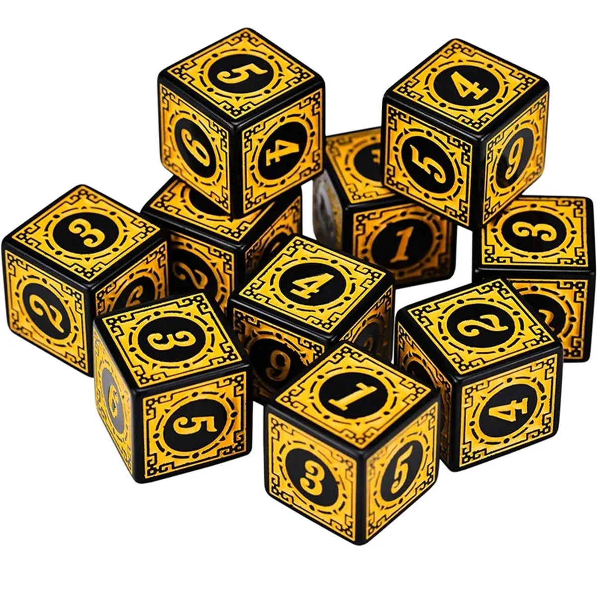 10-Piece Acrylic D6 Dice Set 16mm (0.63 in) – Carved Six-Sided Game Dice for RPG, Dungeons & Dragons & Board Games