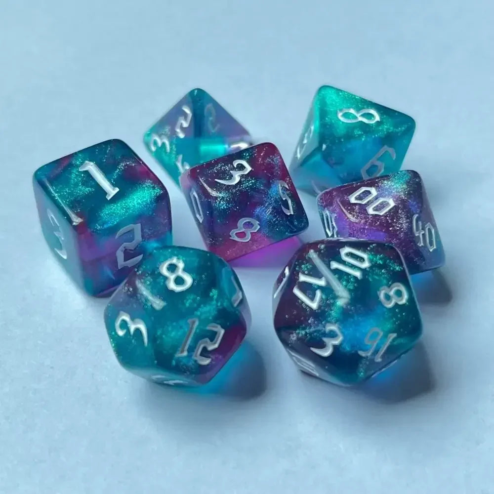7-Piece Acrylic Polyhedral Dice Set for DnD & Tabletop RPG — d4 d6 d8 d10 d10 d12 d20