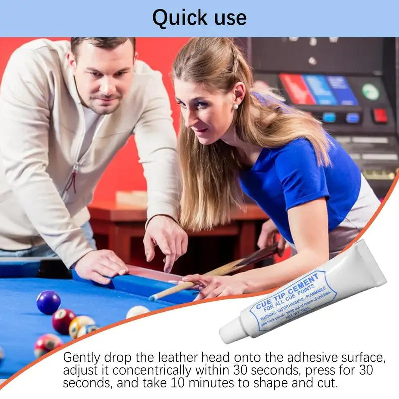 Pool Cue Tip Glue — Billiard Cue Repair Adhesive for Leather & Wood Tips, 10 g
