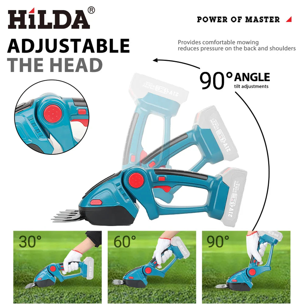 2-in-1 Cordless Electric Hedge Trimmer & Grass Shear — Handheld Pruner Compatible with 18V Batteries