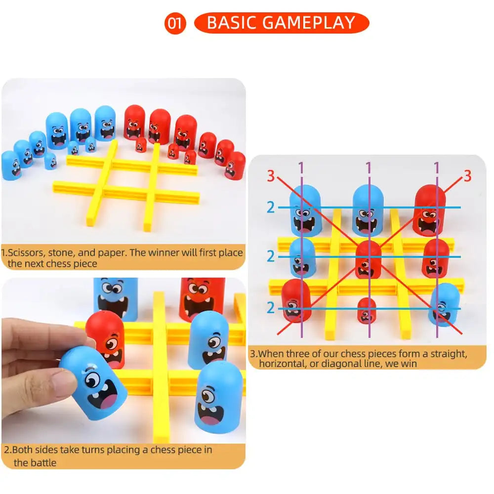 Tabletop Tic Tac Toe & Big-Eats-Small Strategy Game Interactive Multiplayer Party Game for Kids and Adults