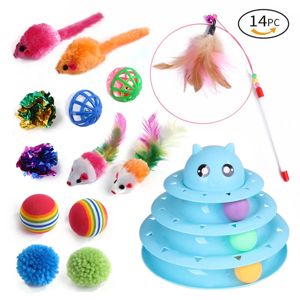 20-Piece Cat Toy Variety Pack – Interactive Kitten Toys Set with Sisal Mice, Feather Wands, Bell Balls & Plush
