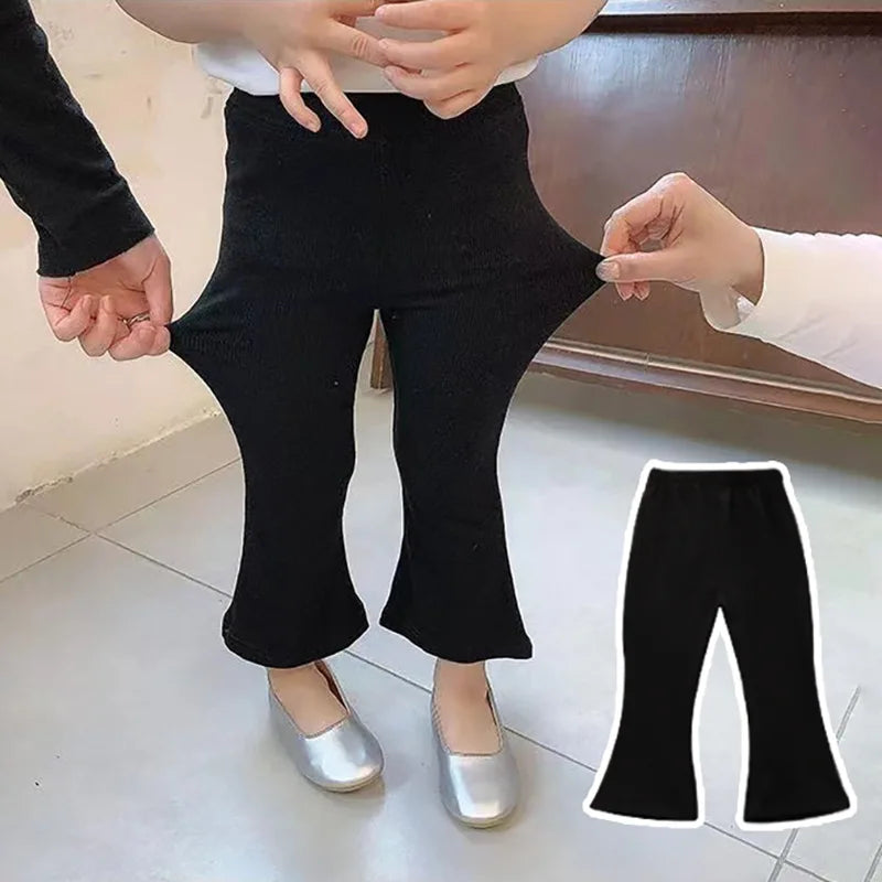 Baby Girls Flared Bootcut Pants Korean-Style Kids Leggings Ages 1-6 Spring Autumn Solid