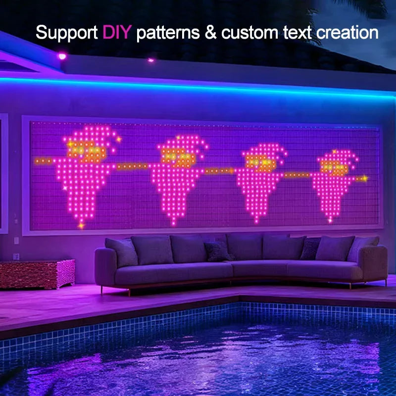 RGB LED Curtain Fairy Lights – USB App & Remote Control, Music Sync, DIY Patterns, Programmable Text (1×1m / 2×2m / 3×3m | 3.3×3.3ft / 6.6×6.6ft / 9.8×9.8ft)