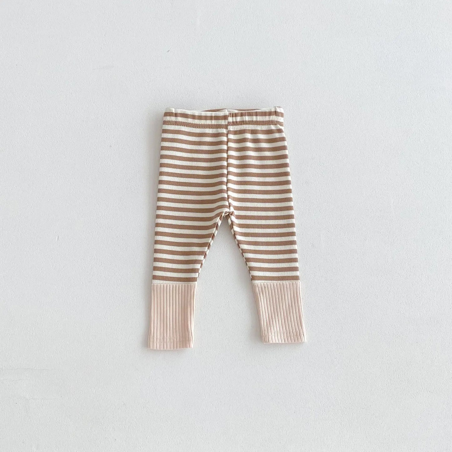 Cotton Patchwork Baby Leggings – Candy Color Striped Pants for Infants 12–36 Months, Unisex Elastic Waist