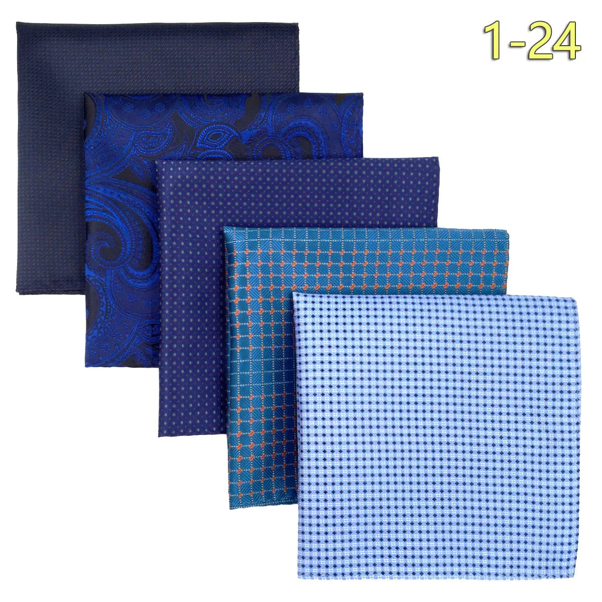 5-Pack Men's Microfiber Pocket Squares 12.6 in (32 cm) - Jacquard Woven Wedding & Formal Handkerchiefs, Assorted Patterns