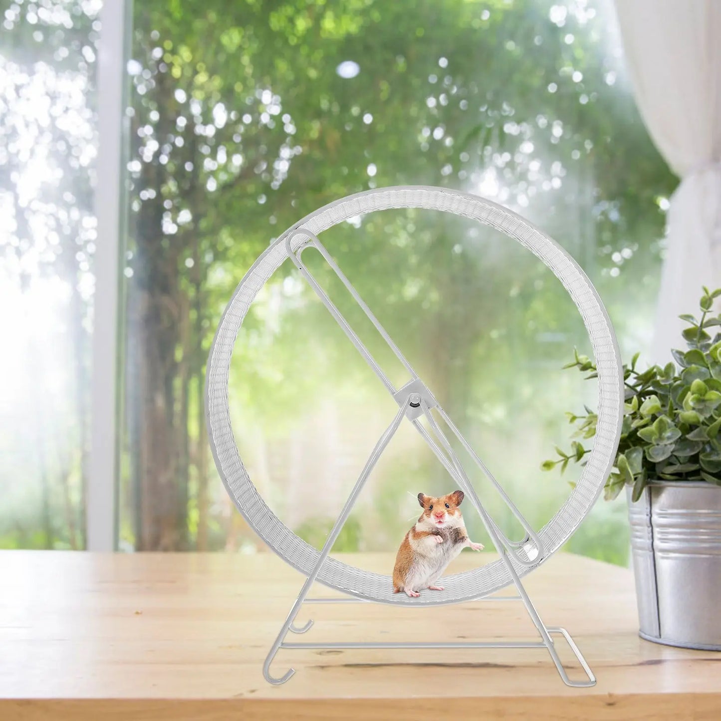 Silent Iron Exercise Wheel for Hamsters Quiet Small Pet Running Wheel with Stand