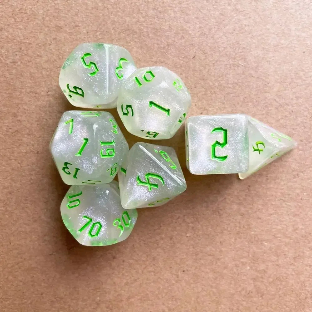 7-Piece Acrylic Polyhedral Dice Set for DnD & Tabletop RPG — d4 d6 d8 d10 d10 d12 d20