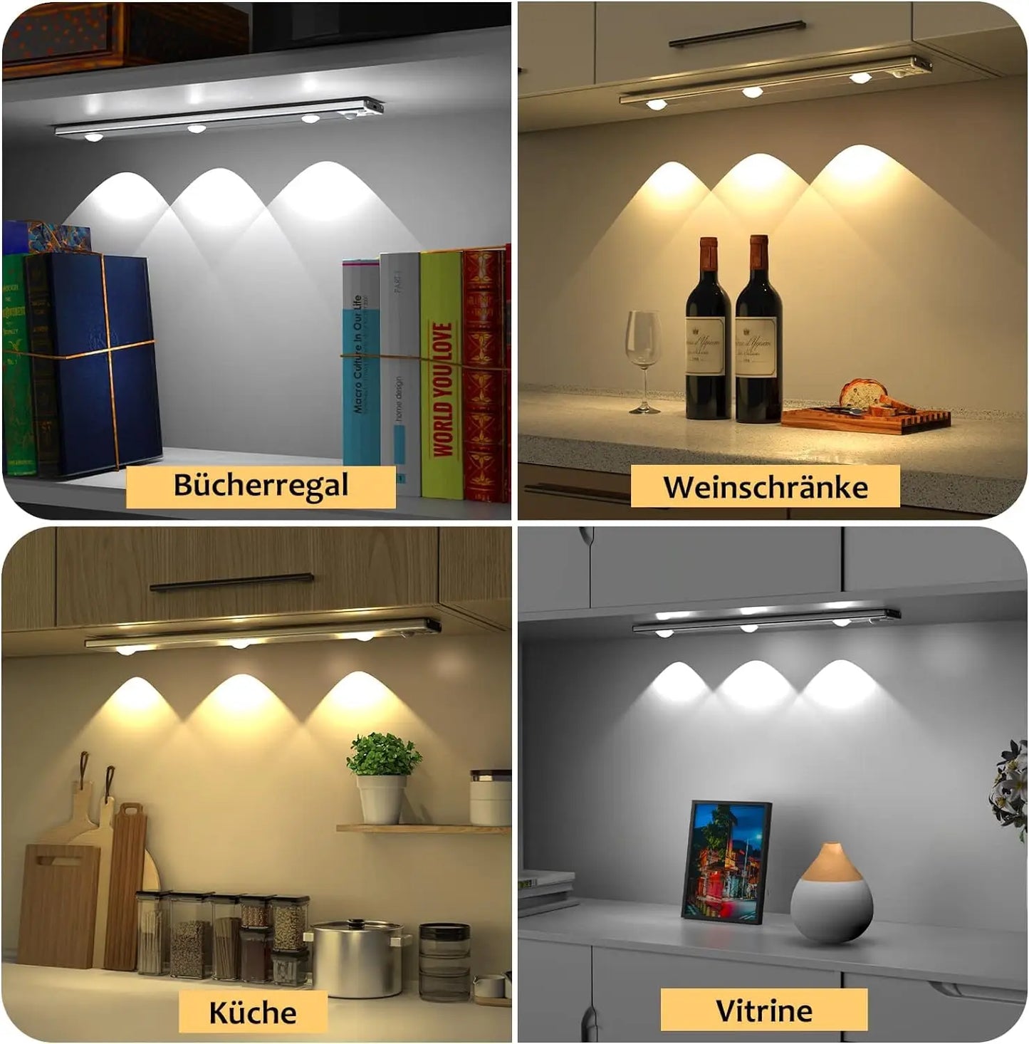 Ultra Thin Motion Sensor LED Cabinet Light - Dimmable USB Rechargeable, 3 Color Modes for Kitchen Wardrobe Bedroom Stairs