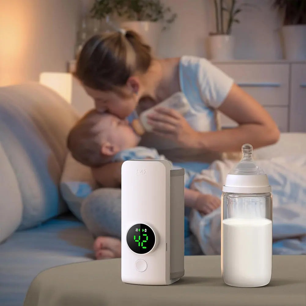 Portable Rechargeable Cordless Baby Bottle Warmer with Temperature Control for Travel, Camping & Home