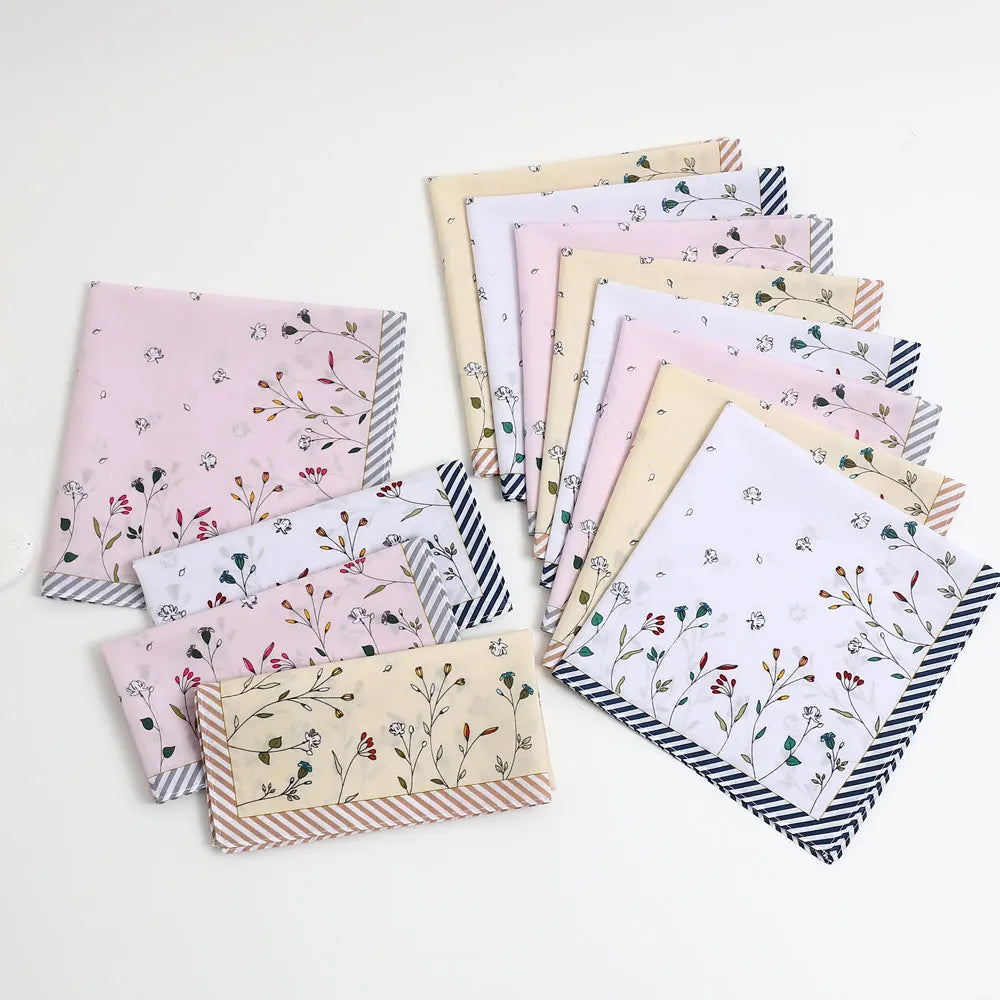 3-Pack Floral Cotton Handkerchiefs for Women, 17 x 17 in (43 x 43 cm) Sweat-Wiping Handkerchiefs – Wedding & Holiday Gift Set