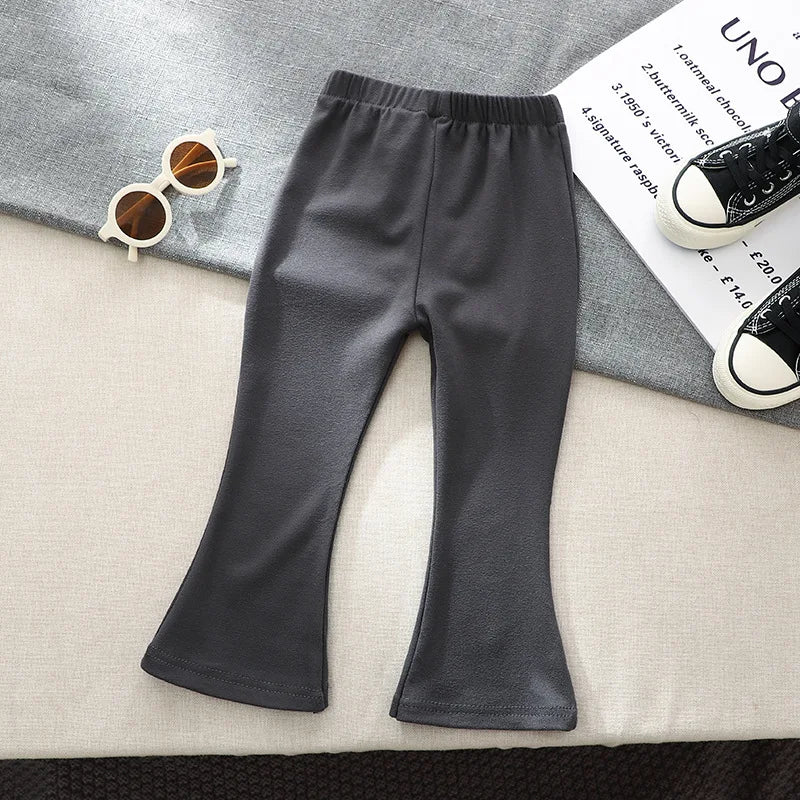 Baby Girls Flared Bootcut Pants Korean-Style Kids Leggings Ages 1-6 Spring Autumn Solid