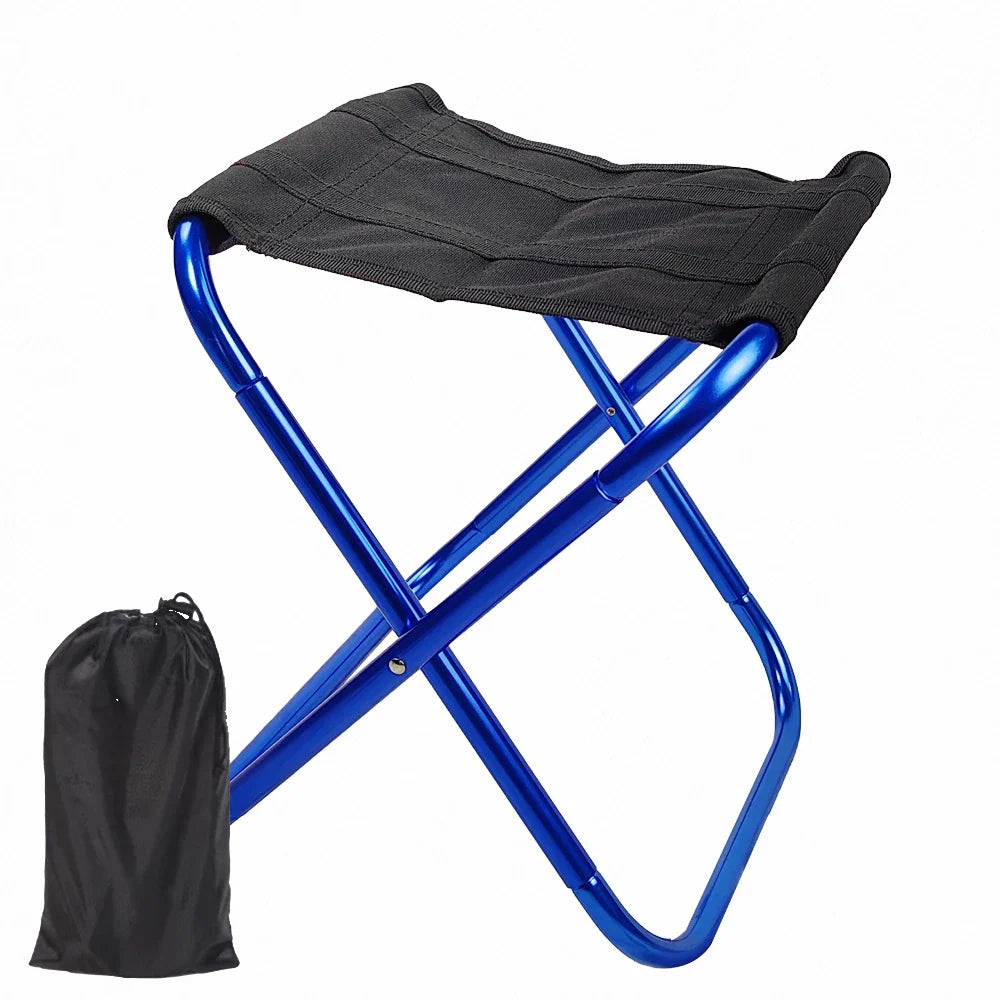 Portable Aluminum Folding Camping Stool - Ultralight Mini Fishing Chair with Storage