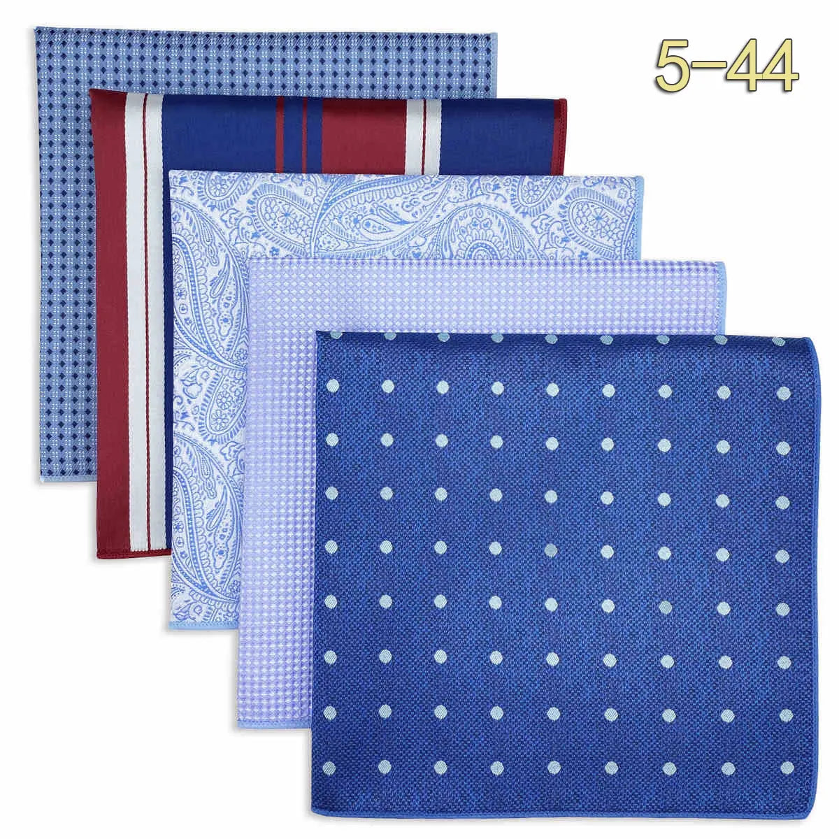5-Pack Men's Microfiber Pocket Squares 12.6 in (32 cm) - Jacquard Woven Wedding & Formal Handkerchiefs, Assorted Patterns