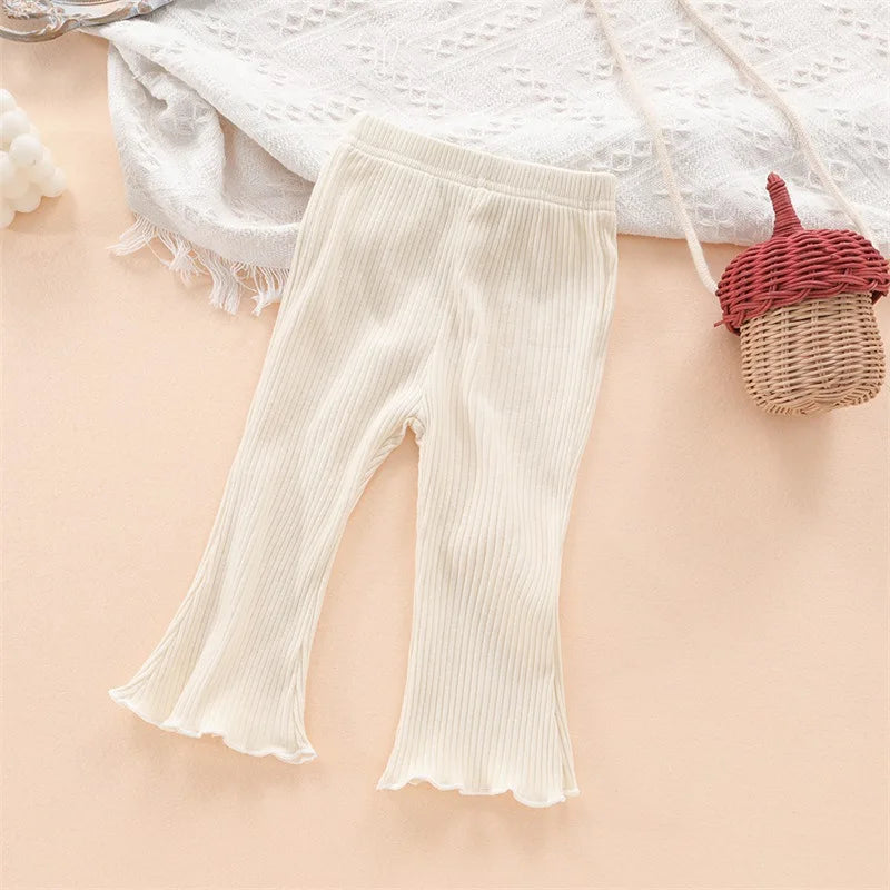Baby Cotton Stretch Trousers – Slim Full-Length Elastic-Waist Pants, Solid Color Infant & Toddler 1-3 Years