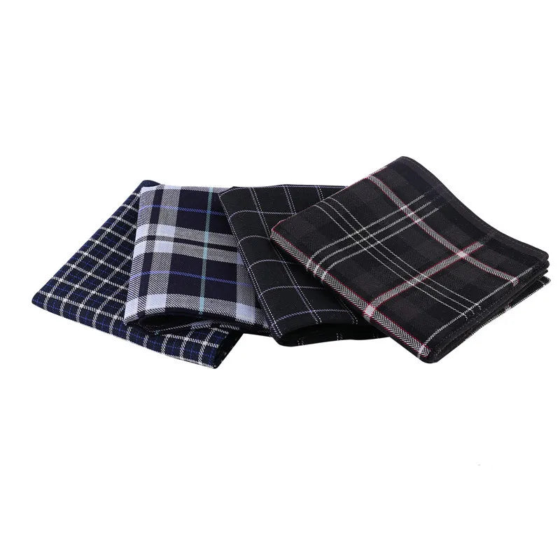 3-Pack 43 x 43 cm (17 x 17 in) 100% Cotton Men's Pocket Handkerchiefs Black Gray Striped and Check Patterns – Wedding Party Business