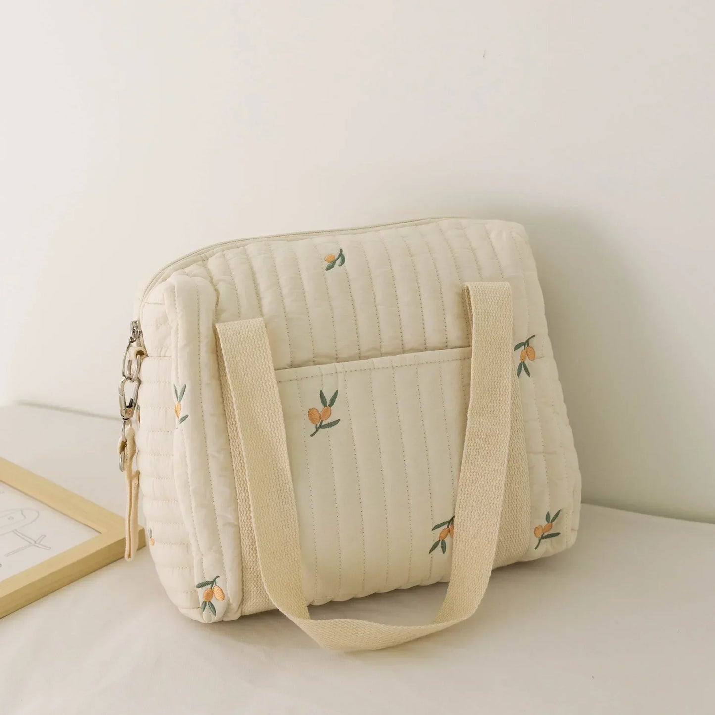 Embroidered Bear Baby Diaper Bag – Portable Maternity Shoulder Bag & Stroller Organizer