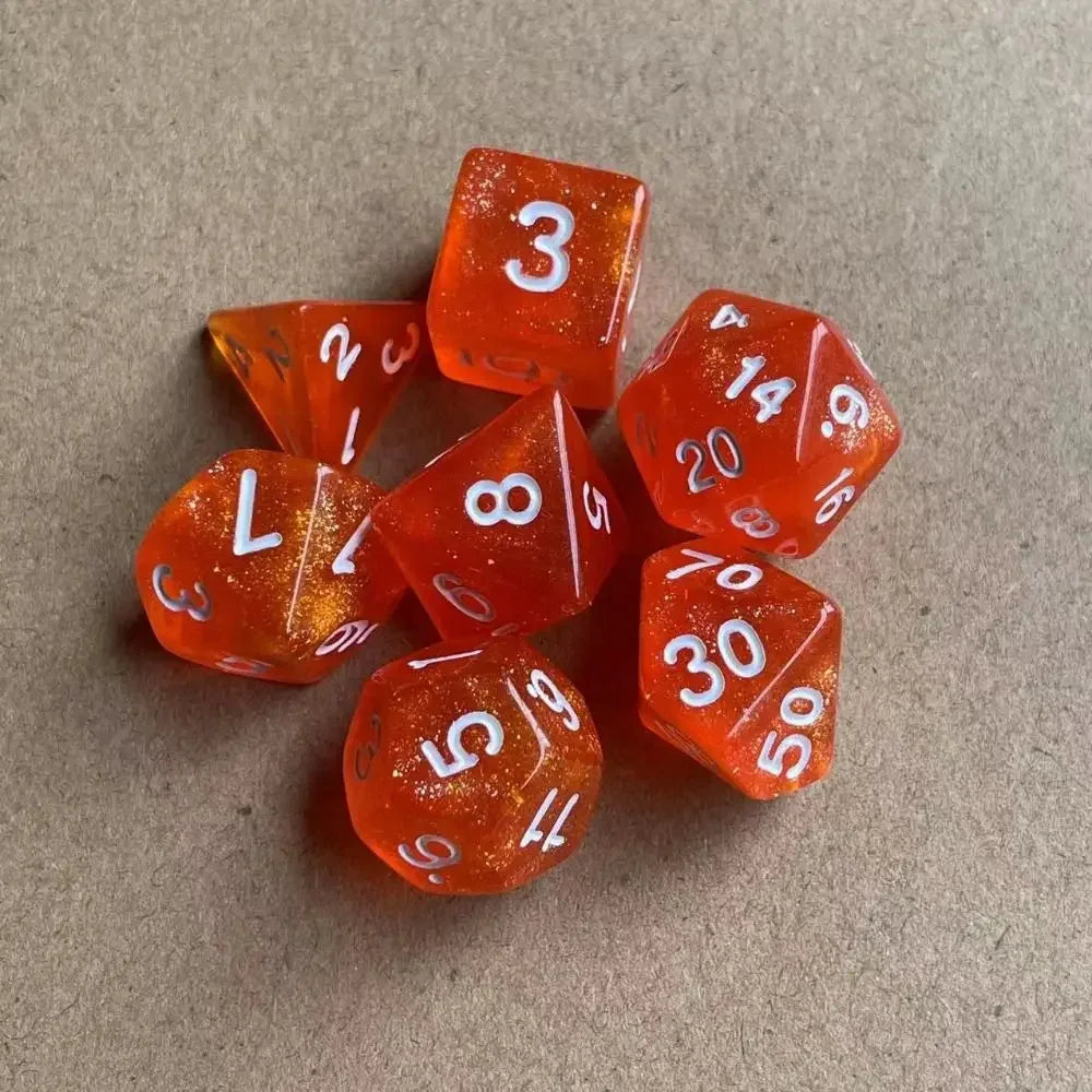 7-Piece Acrylic Polyhedral Dice Set for DnD & Tabletop RPG — d4 d6 d8 d10 d10 d12 d20