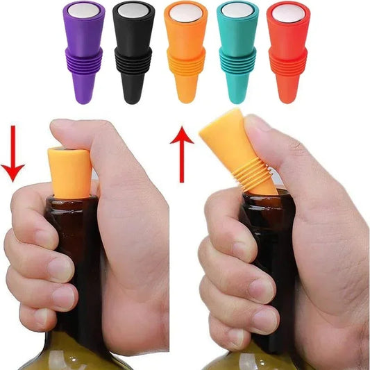 1-Pack Reusable Silicone Wine Bottle Stopper – Leak-Proof Champagne & Beverage Sealer